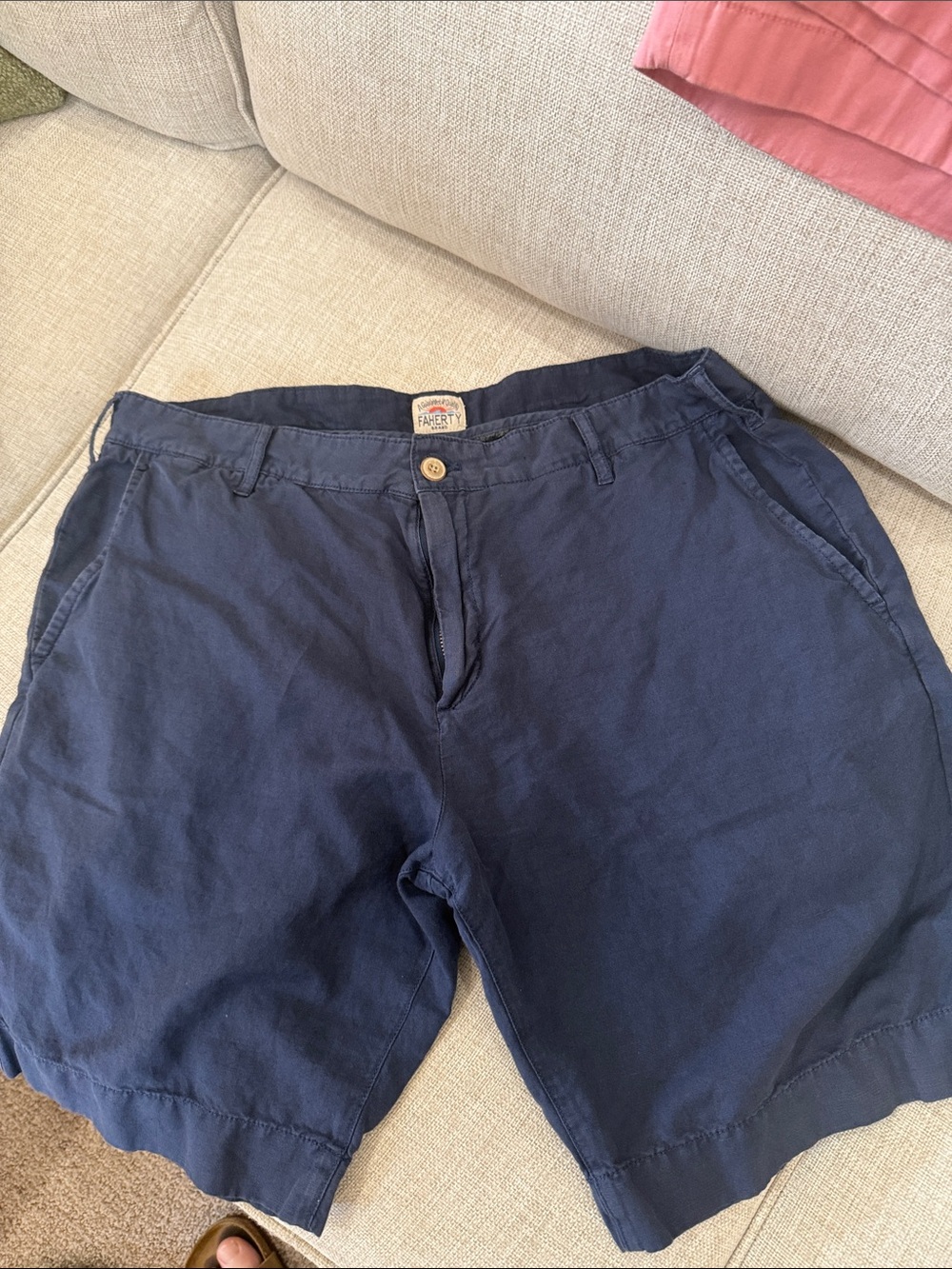 Faherty Men's Navy Flat-Front Cotton Shorts